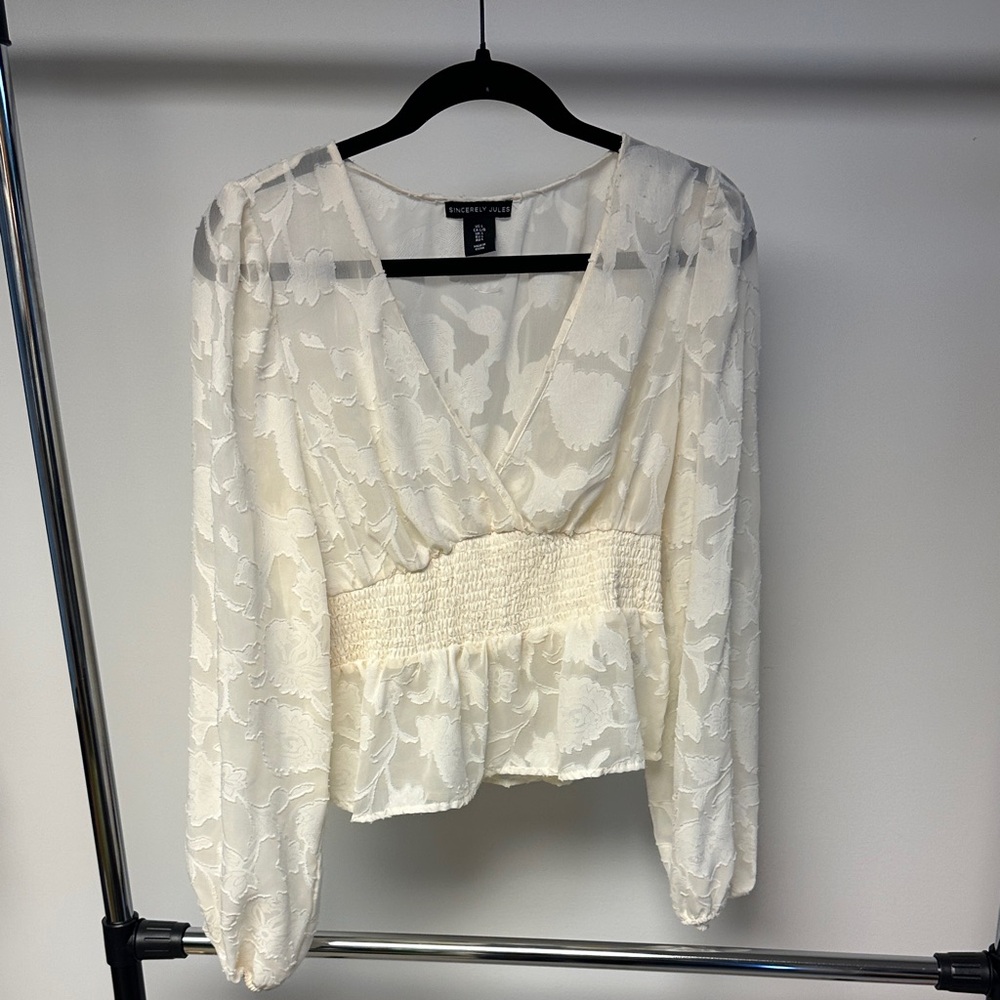 H&M Cream Floral Lace Blouse